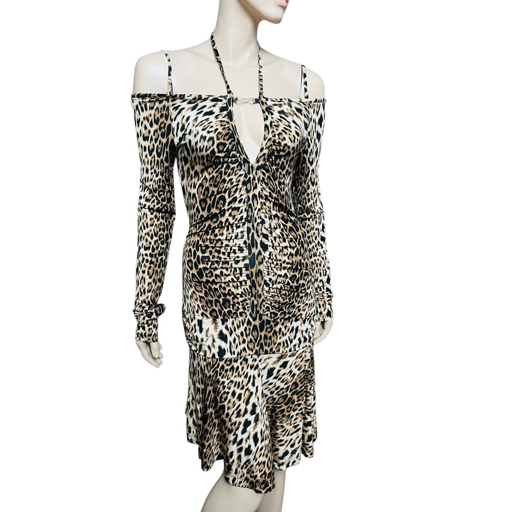 T.E. Made in Italy Animal Print Off the Shoulders with Straps Dress Size 44